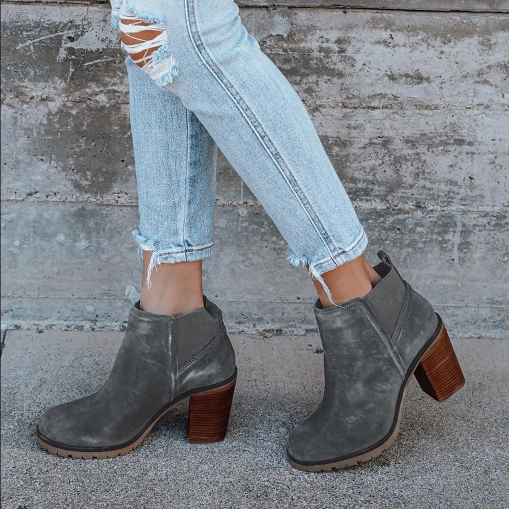 Crevo Grey Suede Leather Ankle Bootie